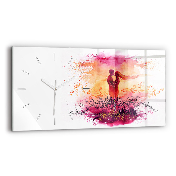 Horizontal wall clock Watercolor couple in love