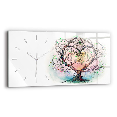Horizontal wall clock Tree the heart of nature