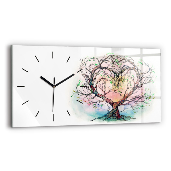 Horizontal wall clock Tree the heart of nature
