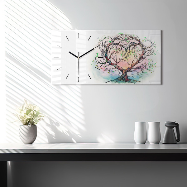 Horizontal wall clock Tree the heart of nature