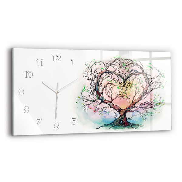Horizontal wall clock Tree the heart of nature