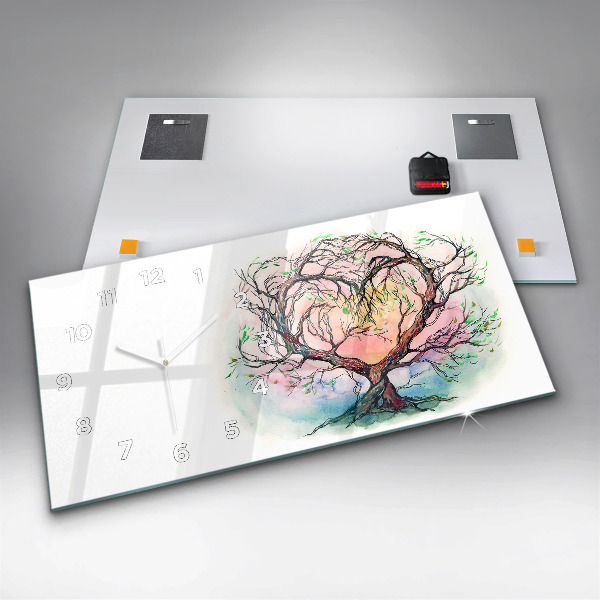 Horizontal wall clock Tree the heart of nature