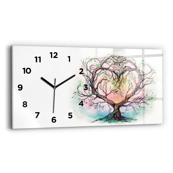 Horizontal wall clock Tree the heart of nature