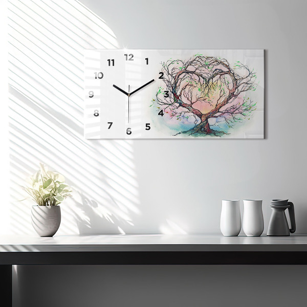 Horizontal wall clock Tree the heart of nature