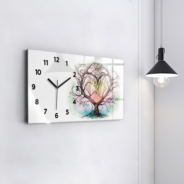 Horizontal wall clock Tree the heart of nature