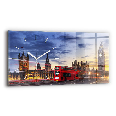 Horizontal wall clock Red London Bus