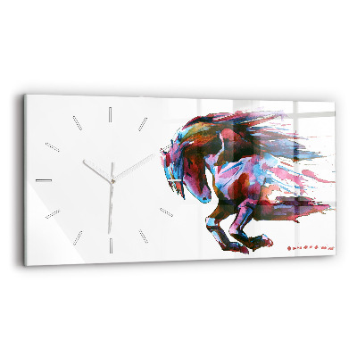 Horizontal wall clock A horse on the run