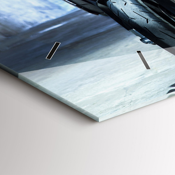 Horizontal wall clock Motorcycle in the alley