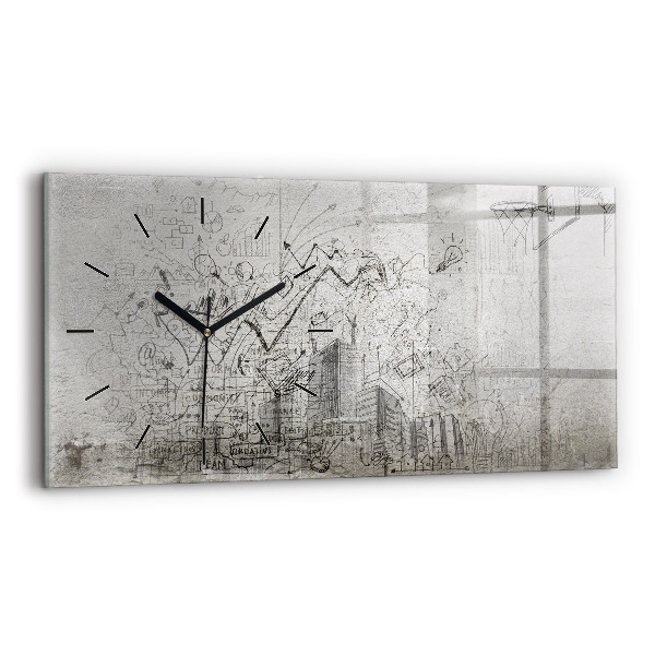 Horizontal wall clock Sketch of the City