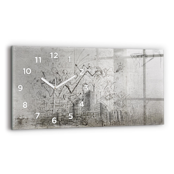 Horizontal wall clock Sketch of the City