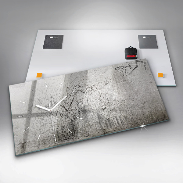 Horizontal wall clock Sketch of the City