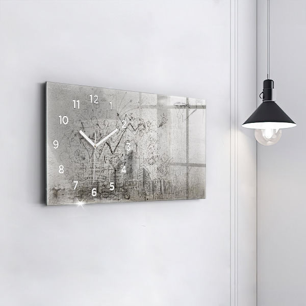 Horizontal wall clock Sketch of the City