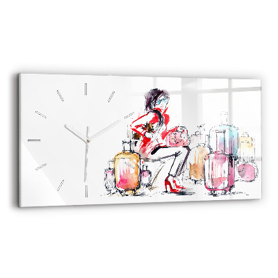 Horizontal wall clock Woman Travel Suitcases