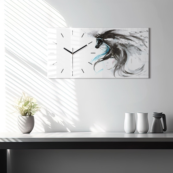 Horizontal wall clock Abstract horse and woman