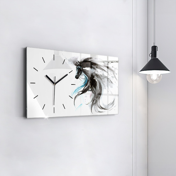 Horizontal wall clock Abstract horse and woman