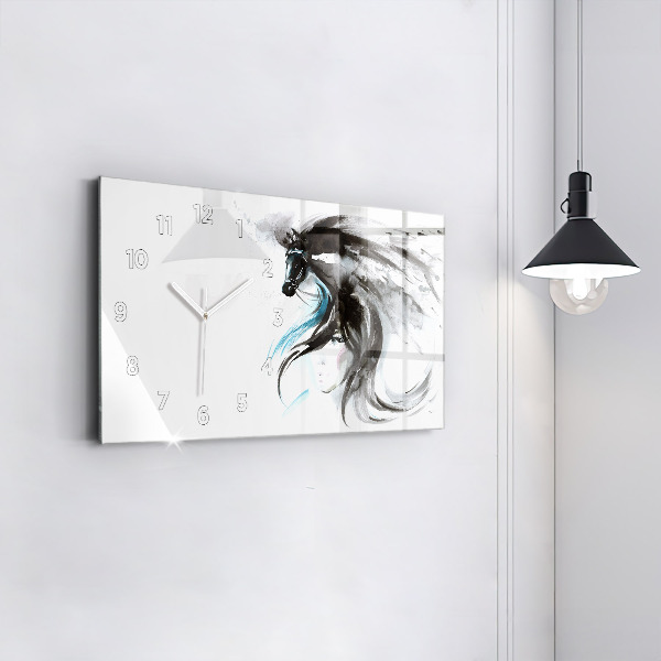 Horizontal wall clock Abstract horse and woman