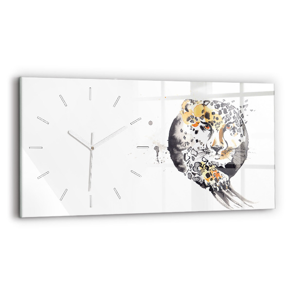 Horizontal wall clock Cheetah inside a circle