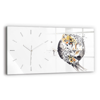 Horizontal wall clock Cheetah inside a circle