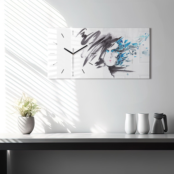 Horizontal wall clock Abstract Woman's Face