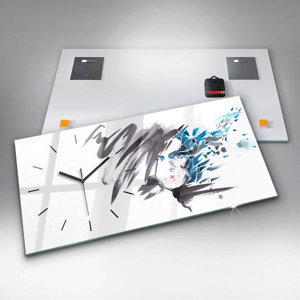 Horizontal wall clock Abstract Woman's Face