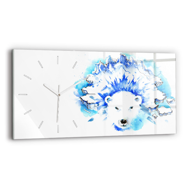 Horizontal wall clock Bear on the ice background
