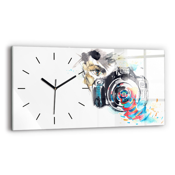 Horizontal wall clock Woman photographer camera