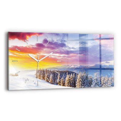 Horizontal wall clock Winter Mountain Landscape