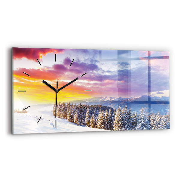 Horizontal wall clock Winter Mountain Landscape