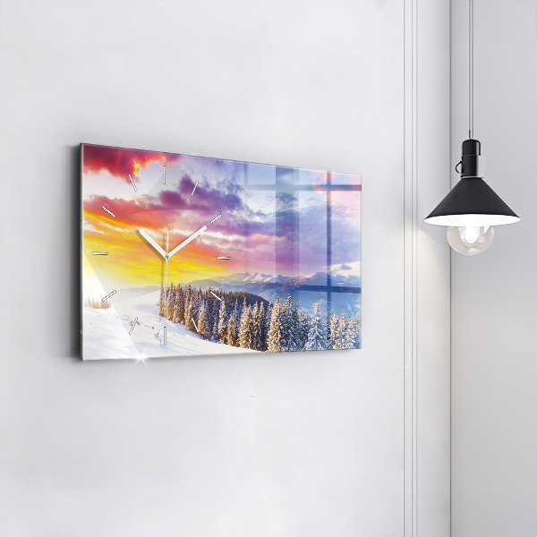 Horizontal wall clock Winter Mountain Landscape