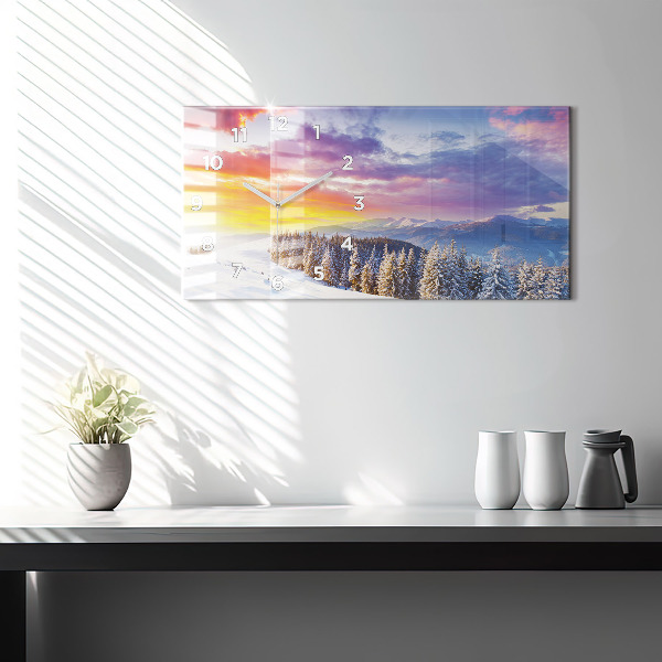 Horizontal wall clock Winter Mountain Landscape