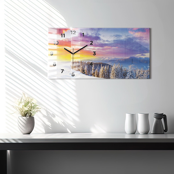 Horizontal wall clock Winter Mountain Landscape