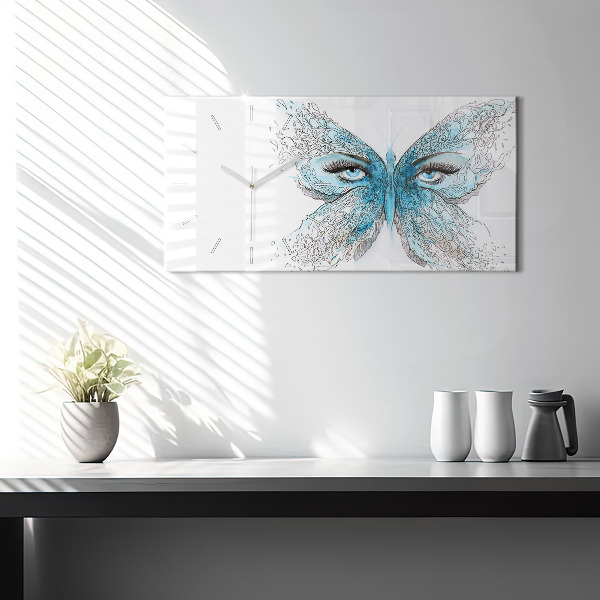 Horizontal wall clock Butterfly face