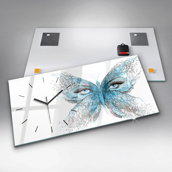 Horizontal wall clock Butterfly face