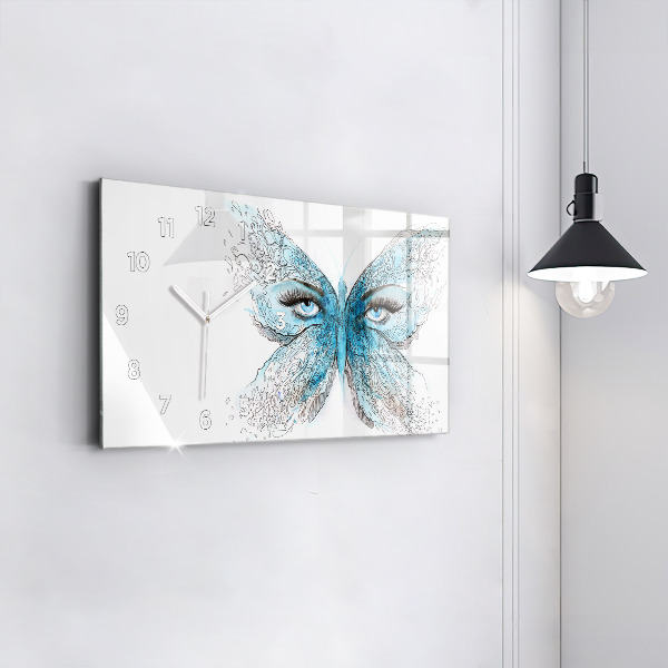 Horizontal wall clock Butterfly face