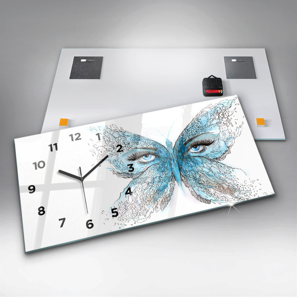 Horizontal wall clock Butterfly face