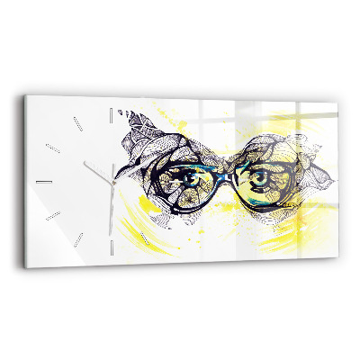 Horizontal wall clock Eyes glasses