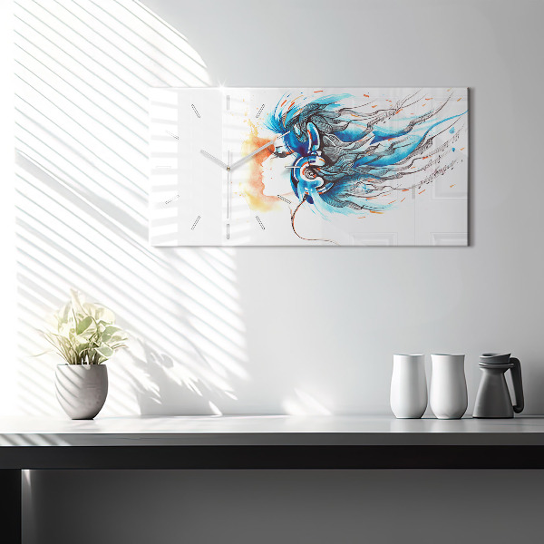 Horizontal wall clock Illustration of a handset