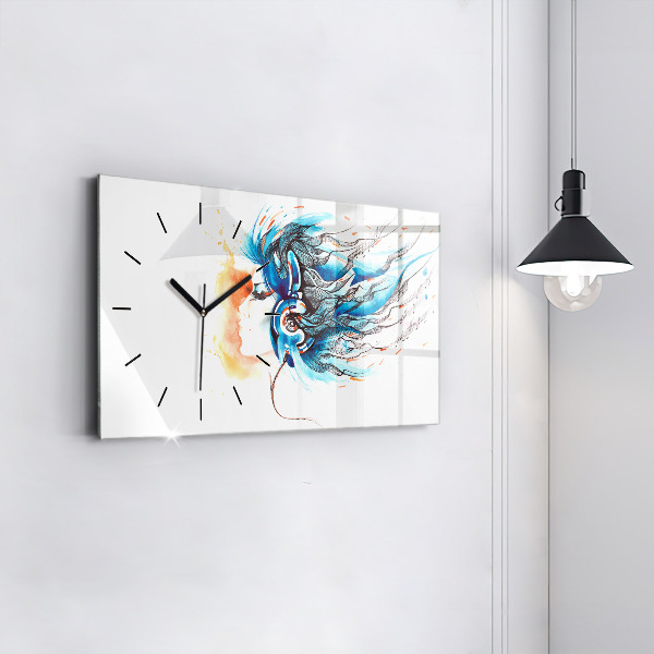 Horizontal wall clock Illustration of a handset