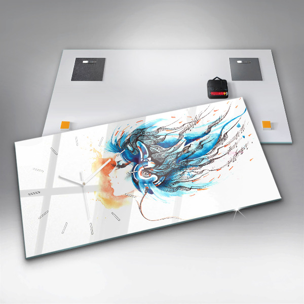 Horizontal wall clock Illustration of a handset