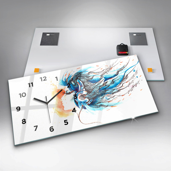 Horizontal wall clock Illustration of a handset