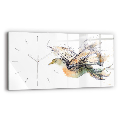 Horizontal wall clock Bird Book