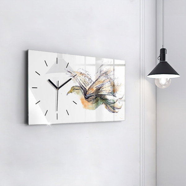 Horizontal wall clock Bird Book