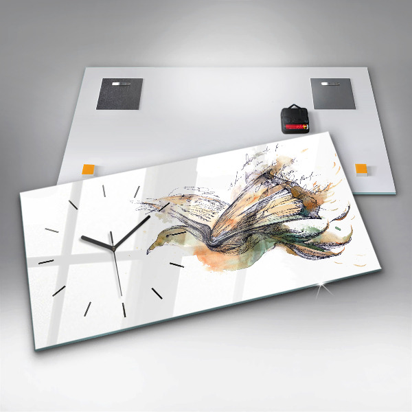 Horizontal wall clock Bird Book