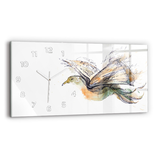 Horizontal wall clock Bird Book
