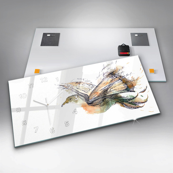 Horizontal wall clock Bird Book