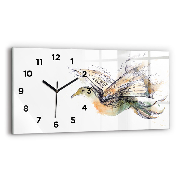 Horizontal wall clock Bird Book