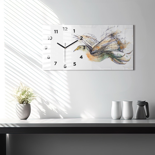 Horizontal wall clock Bird Book
