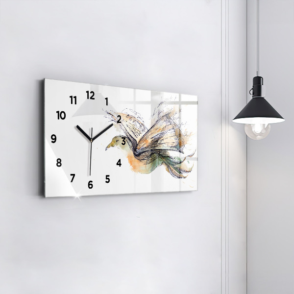 Horizontal wall clock Bird Book