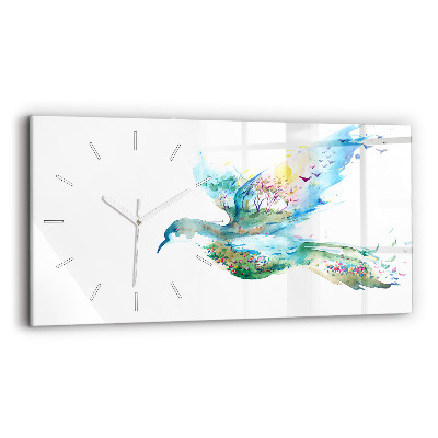Horizontal wall clock Abstraction of bird and spring
