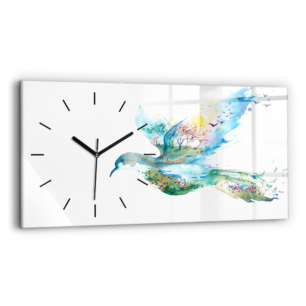 Horizontal wall clock Abstraction of bird and spring